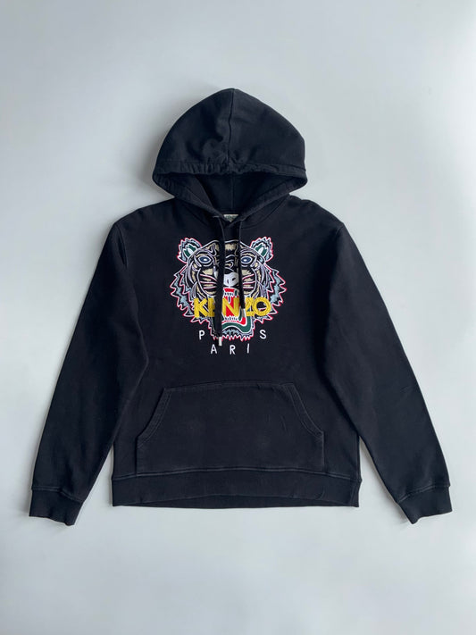 Kenzo Paris Tiger Embroidered Black Hoodie (M)