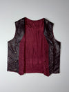 Vintage Genuine Leather Button-Up Vest – Burgundy Lining (M)