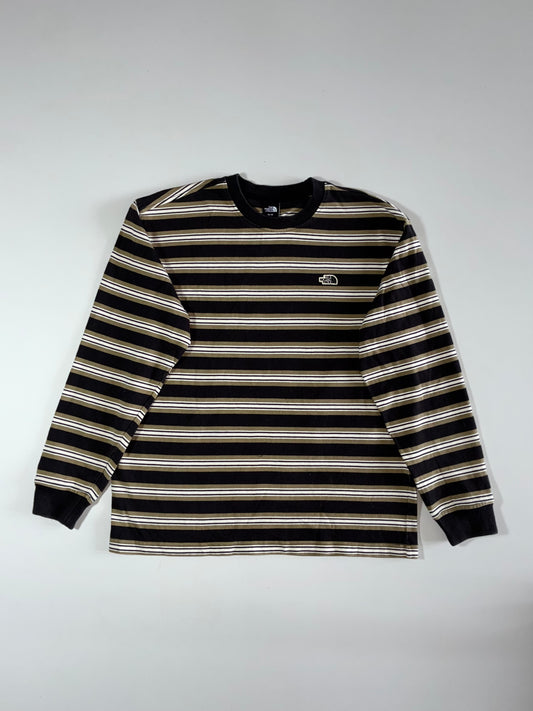 The North Face Striped Long Sleeve Tee – Black/Olive/White, Men’s (L)