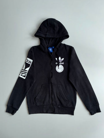 Adidas Originals Spellout Graphic Zip-Up Hoodie – Black (S)