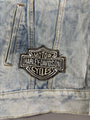Vintage Black Cow Acid Wash Denim Racing Vest – BMW, Rothmans, Honda, Harley Patches (XL)