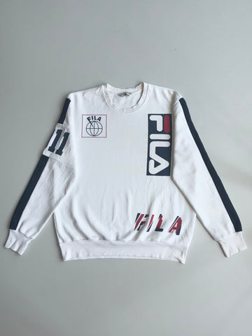 Vintage Fila Stile Sportivo Italiano Multi-Logo Sweatshirt – White/Navy (L)
