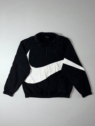 Nike Black & White Big Swoosh Windbreaker Jacket (M)