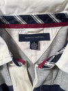 Tommy Hilfiger Grey & Navy Rugby Stripe Long Sleeve Polo (L)