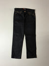 Y2K Japanese Brand Black Denim Jeans – Gold Print Pocket Art, Heian Era Graphics (W:32) (L:37)