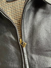 Vintage 90s Polo Ralph Lauren 100% Leather Harrington Jacket – Black Plaid Lined (L)
