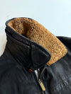 Vintage Yves Saint Laurent Pour Homme Black Leather Shearling Collar Jacket (L/XL)