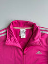 Adidas Women’s Hot Pink Full Zip Track Jacket White 3-Stripes Silver Logo Y2K (S)