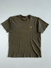 Carhartt WIP Chase T-Shirt – Olive with Gold Logo (L)