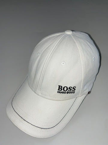 Vintage Hugo Boss White Embroidered Logo Baseball Cap (Adjustable)