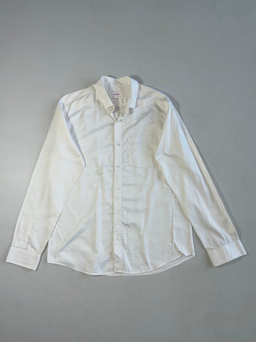 Raymond Custom Tailoring White Oxford Button-Down Shirt Chest Pocket. (L)