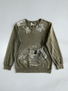 Vintage Big Train Back Print Tiger  Crewneck Sweatshirt | Olive (L)