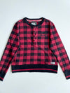 Roots Canada Red Black Buffalo Check Henley Sweatshirt – (M)