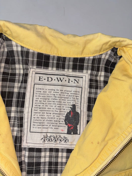 Vintage Edwin Bomber Jacket – Yellow, Plaid-Lined (L)