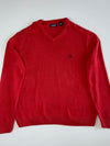 Chaps Classic V-Neck Cotton Knit Sweater – Red (2XL)