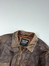 Vintage 90s Outer Wear Concept “Wear Me Out” Distressed Brown Leather Flight Bomber (L)