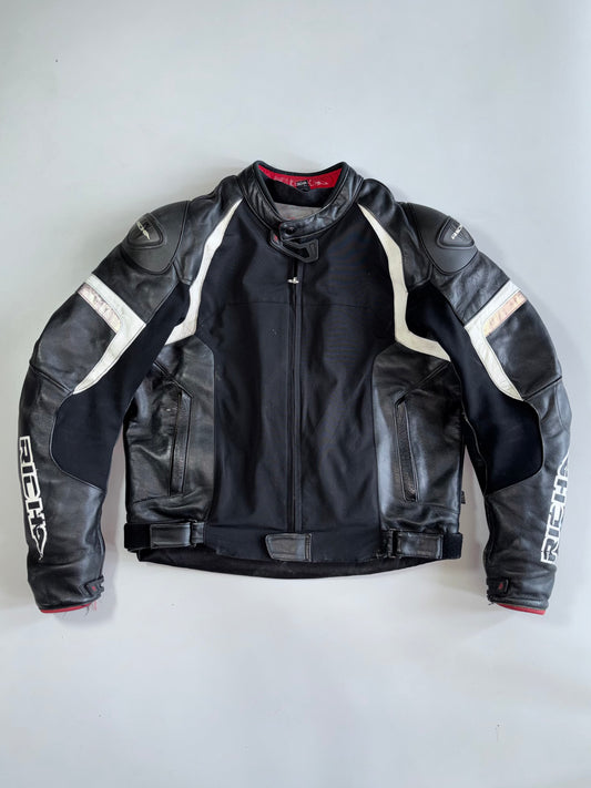 Richa D3O CE Armored 2-in-1 Leather Outer Shell with Removable Textile Inner Liner Moto Jacket (Paded)(XL)