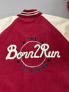 Born2Run "The Coming" Chenille Varsity Bomber Jacket – Red/Navy/Cream (XL)