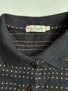 Vintage Jaguar Black Dotted Knit Long Sleeve Polo (L)