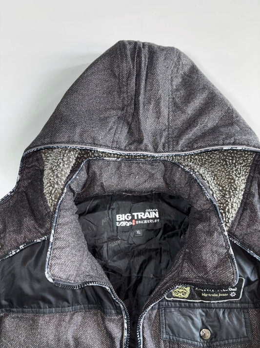Big Train Osaka “Puffer Jacket Grey Sherpa-Lined Hood (XL)