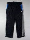 Adidas 3-Stripes Black & Blue Nylon Track Pants (W:36) (L:40)