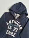 Vintage American Eagle Navy Zip-Up Graphic Hoodie (L)