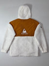 Le Coq Sportif Sherpa Fleece Half-Zip Anorak – White/Tan, Hooded, (M)
