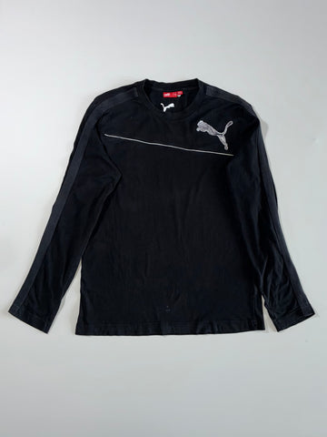 Vintage Puma Big Logo Long Sleeve T-Shirt Black Embroidered Size (L)