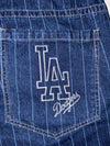 Majestic MLB Cooperstown Navy Pinstripe Denim Shorts (W:34) (L:25)
