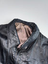 Vintage Genuine Leather Bomber Jacket with Epaulettes (S)