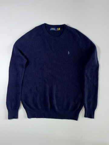 Polo Ralph Lauren Navy Ribbed Crew Neck Sweater – (XL)