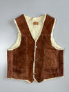 Vintage Brown Suede Sherpa Lined Western Vest(Furr Inside) (S)