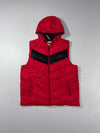 Puma Hooded Puffer Gilet – Red & Black Sleeveless Padded Vest (L)