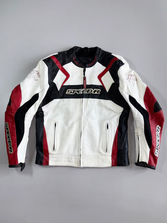 Speed-R Leather Racing Jacket genuine leather moto jacket, perforated chest panel (M)