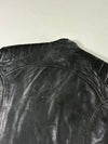Vintage 70s/80s Made in England Black Leather Café Racer Motorcycle Jacket with Quilted Shoulders & Elbows (S)