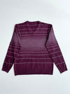 Vintage 90s Tommy Hilfiger Burgundy Striped V-Neck Sweater | Size (M)