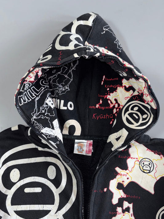 Baby Milo (BAPE) | Japan Map All-Over Print Full-Zip Hoodie (M)