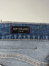 New Straight Long Leg Distressed Button-Fly Denim Jeans (W:30) (L:42)