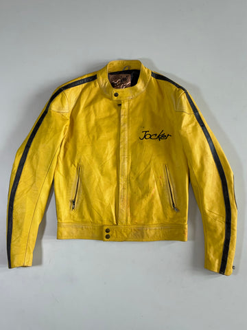 Jocker Vintage Yellow Leather Racing Jacket (S/M)