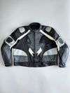 Vintage X.Mann Black Leather Biker Racing Jacket | Armoured Shoulder & Elbow Pads | Back Hump Protector (2XL)