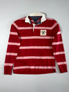 Tommy Hilfiger Red Striped Rugby Shirt – NY Crest Patch, Vintage Fit (M)