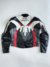 Hein Gericke Pro Sports Schoeller Flame Graphic Appliqué Leather Motorsport Racing Jacket (Paded)(M)