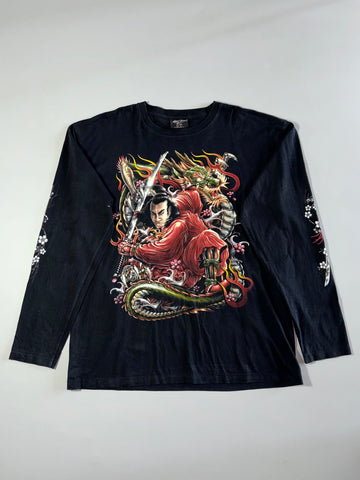 Rock Chang Samurai Dragon Graphic Long Sleeve Tee (2XL)