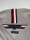 Tommy Hilfiger Grey Textured Waffle Knit Quarter Zip Sweater – Organic Cotton (M)