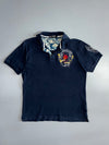 Big Train Japanese Graphic Polo Shirt | Oni Demon Wave Print | Navy (M)
