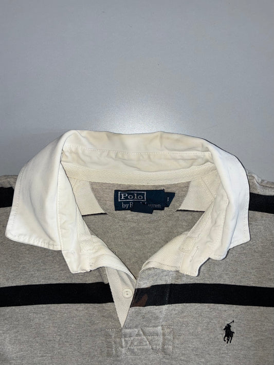 Polo Ralph Lauren Grey Striped Rugby Tee shirt (XL)