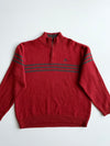 Vintage Adidas Red Striped Quarter-Zip Knit Sweater | Size (M)