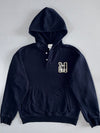H&M Plaid Patch “M” Half-Button Pullover Hoodie Navy (M)