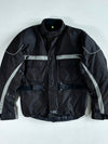 Advanced Experience Black Textile Motorcycle Jacket – Reflective Stripes, Cargo Pockets Padded (XL)
