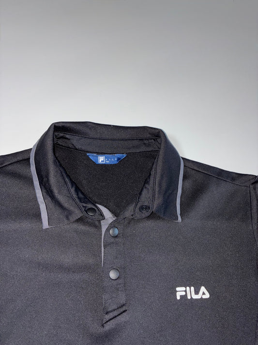 Fila Long Sleeve Polo Shirt – Black with Grey(L)